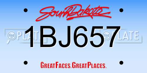 1BJ657 South Dakota License Plate