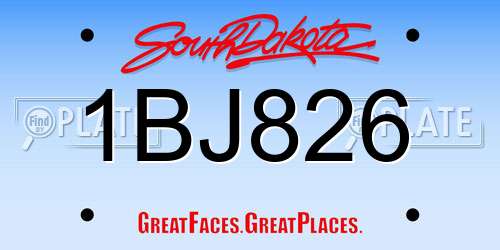 1BJ826 South Dakota License Plate