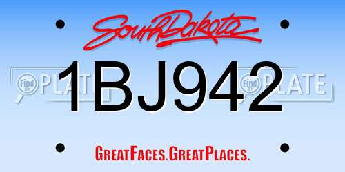 1BJ942 South Dakota License Plate