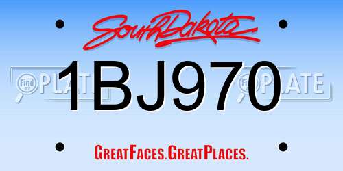 1BJ970 South Dakota License Plate