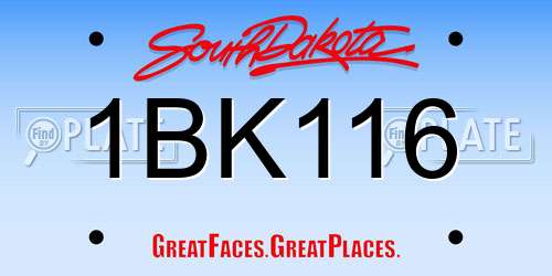 1BK116 South Dakota License Plate
