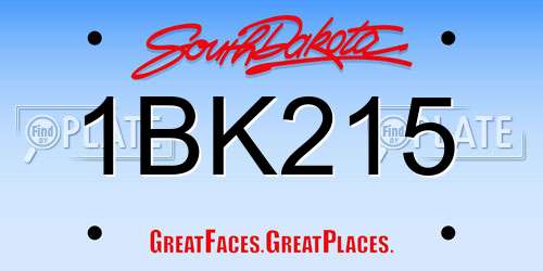 1BK215 South Dakota License Plate