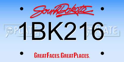 1BK216 South Dakota License Plate