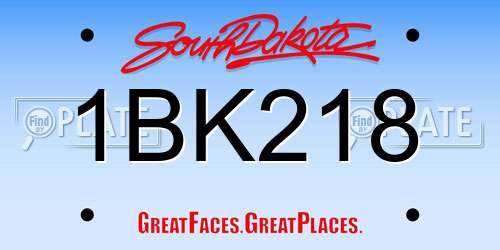 1BK218 South Dakota License Plate
