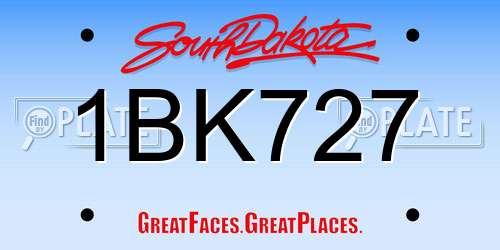 1BK727 South Dakota License Plate
