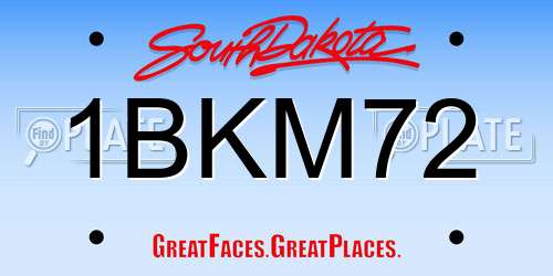 1BKM72 South Dakota License Plate