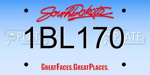 1BL170 South Dakota License Plate