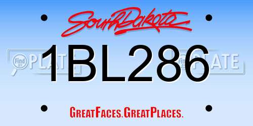 1BL286 South Dakota License Plate