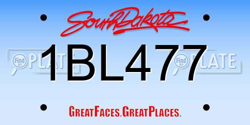 1BL477 South Dakota License Plate
