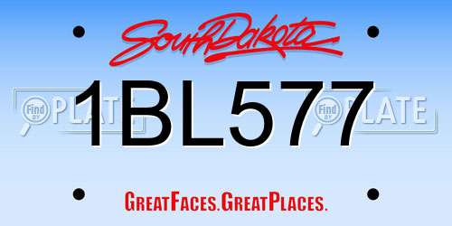 1BL577 South Dakota License Plate