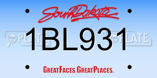 1BL931 South Dakota License Plate