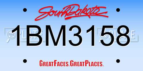 1BM3158 South Dakota License Plate