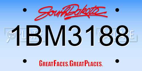 1BM3188 South Dakota License Plate