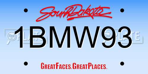 1BMW93 South Dakota License Plate