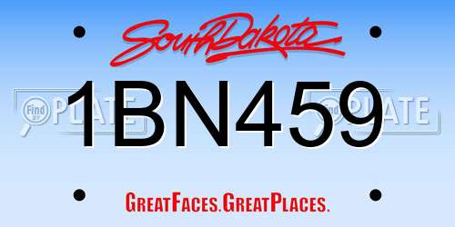 1BN459 South Dakota License Plate