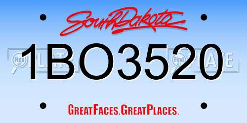 1BO3520 South Dakota License Plate