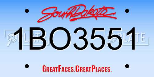 1BO3551 South Dakota License Plate