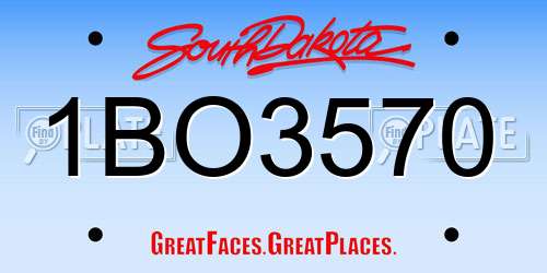 1BO3570 South Dakota License Plate