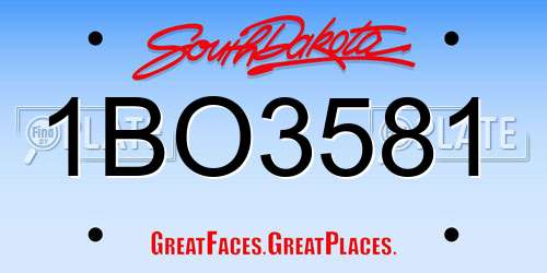 1BO3581 South Dakota License Plate