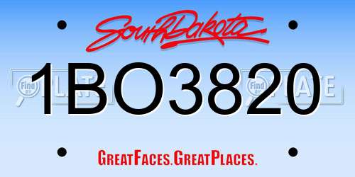 1BO3820 South Dakota License Plate