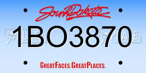 1BO3870 South Dakota License Plate