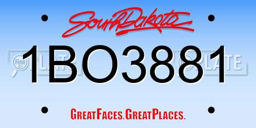 1BO3881 South Dakota License Plate