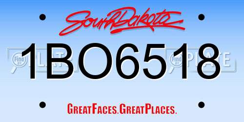1BO6518 South Dakota License Plate