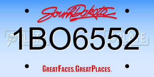 1BO6552 South Dakota License Plate