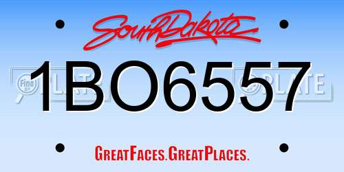 1BO6557 South Dakota License Plate