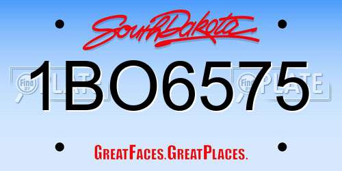 1BO6575 South Dakota License Plate