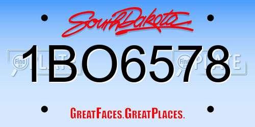 1BO6578 South Dakota License Plate