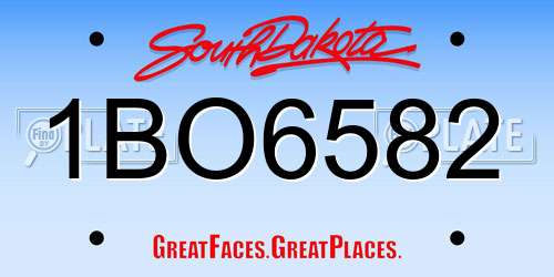 1BO6582 South Dakota License Plate