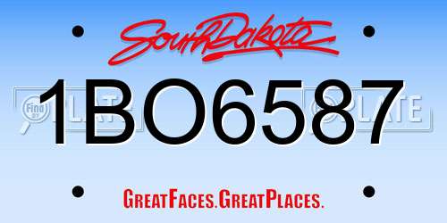 1BO6587 South Dakota License Plate