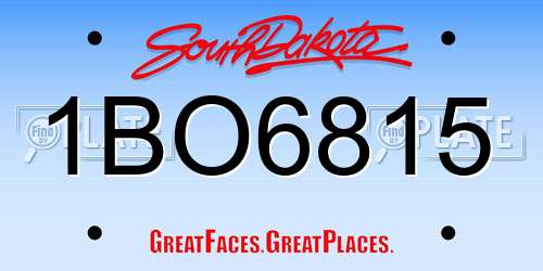 1BO6815 South Dakota License Plate