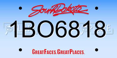 1BO6818 South Dakota License Plate
