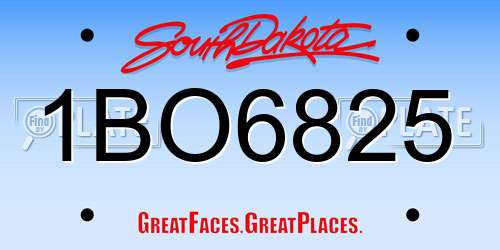 1BO6825 South Dakota License Plate
