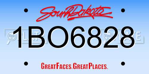 1BO6828 South Dakota License Plate