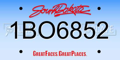 1BO6852 South Dakota License Plate