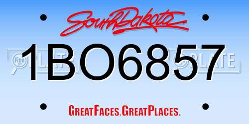 1BO6857 South Dakota License Plate