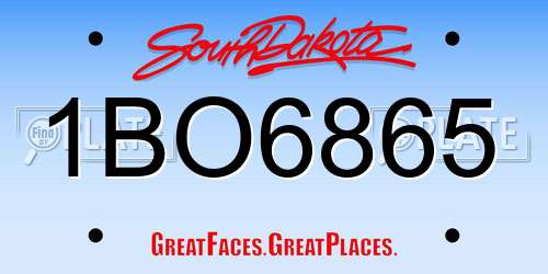 1BO6865 South Dakota License Plate