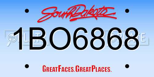 1BO6868 South Dakota License Plate