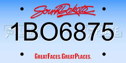 1BO6875 South Dakota License Plate