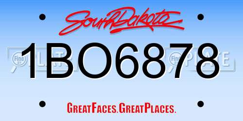 1BO6878 South Dakota License Plate