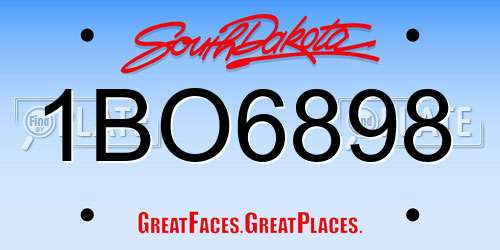 1BO6898 South Dakota License Plate
