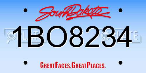 1BO8234 South Dakota License Plate