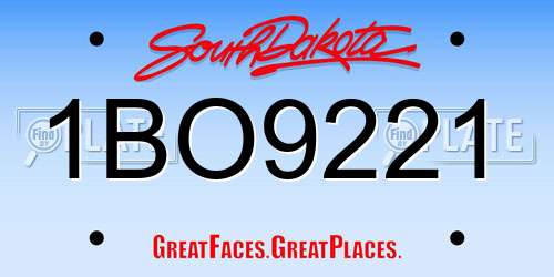 1BO9221 South Dakota License Plate