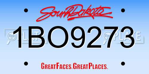 1BO9273 South Dakota License Plate