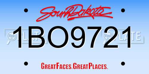1BO9721 South Dakota License Plate
