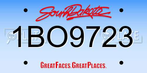 1BO9723 South Dakota License Plate