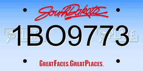 1BO9773 South Dakota License Plate